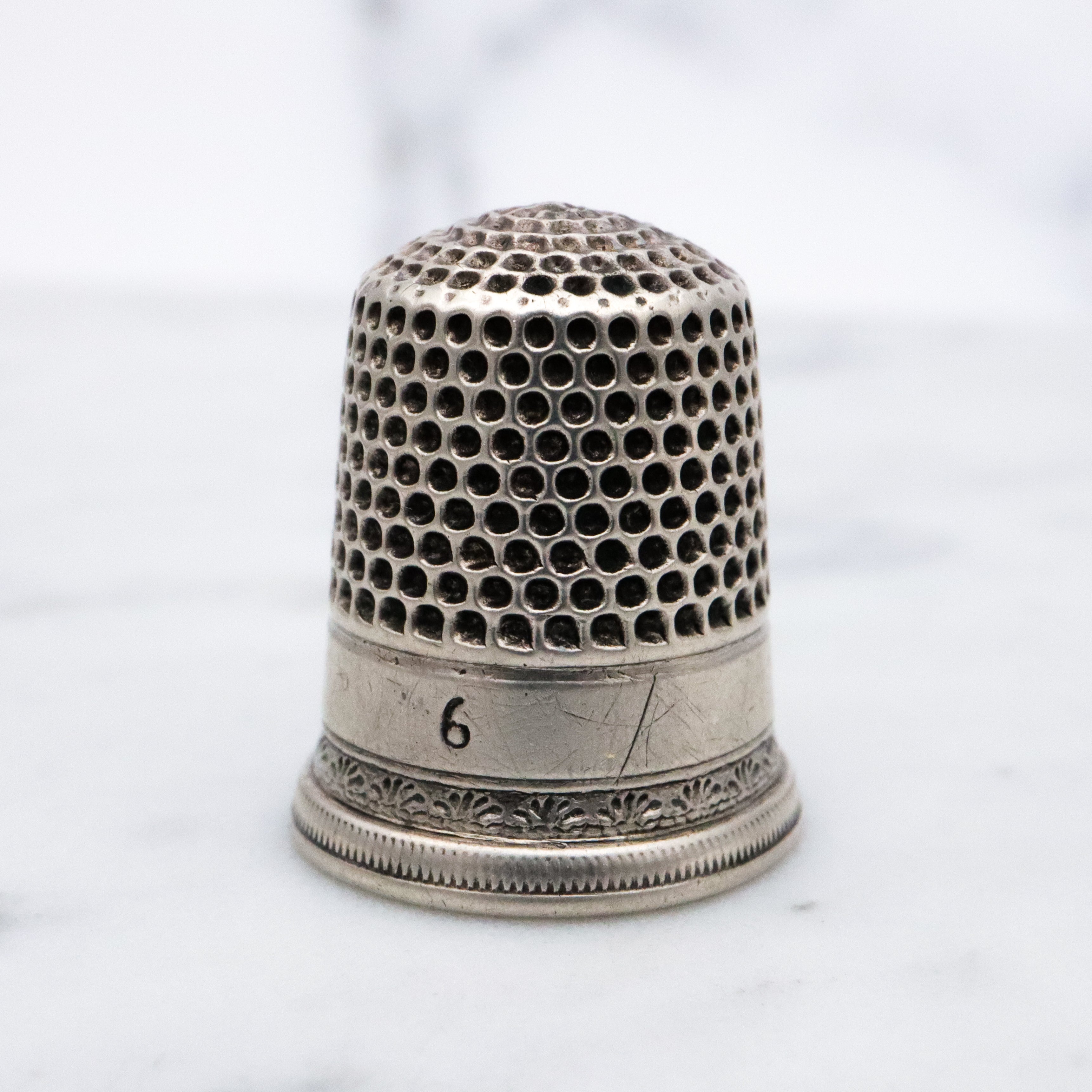 Antique Victorian sterling thimble size 6